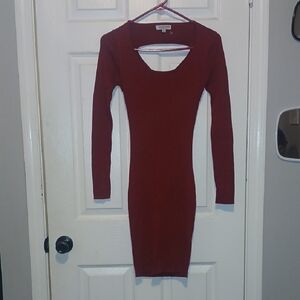 Fashion Nova Deep Red Long Sleeve Dress